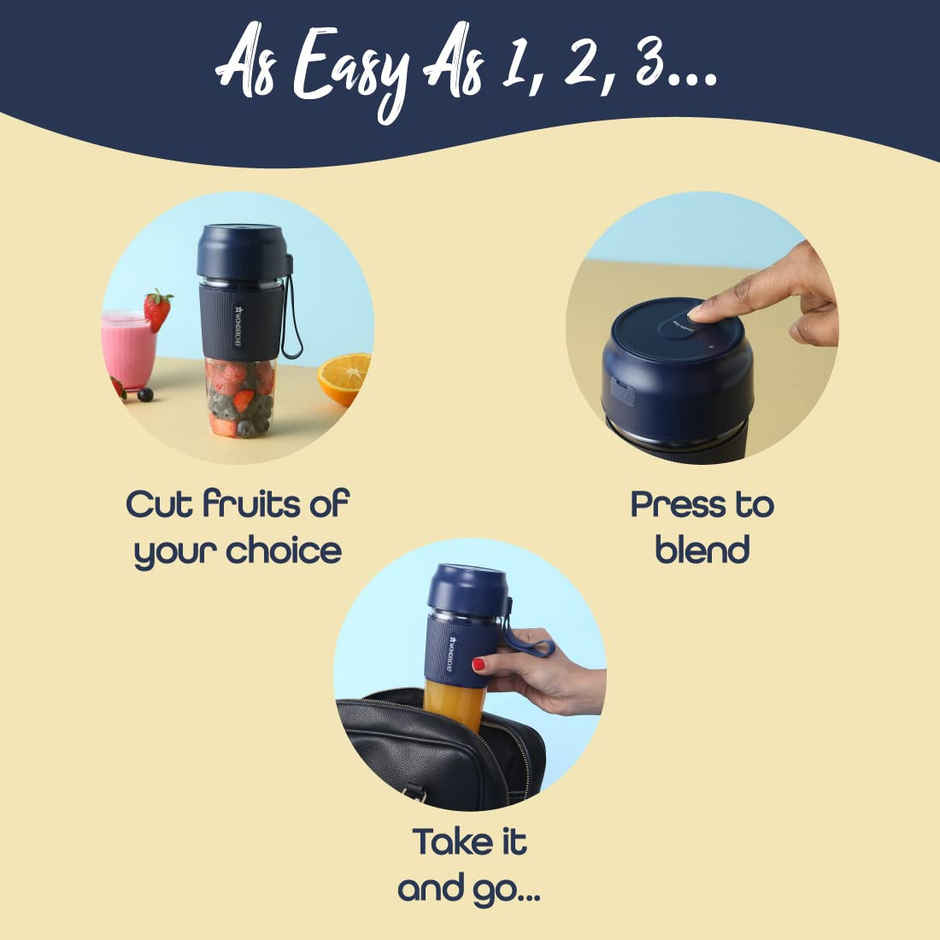 Wonderchef Nutri Blend Go 400 W Blender(300ML) - Stainless Steel (One Speed)