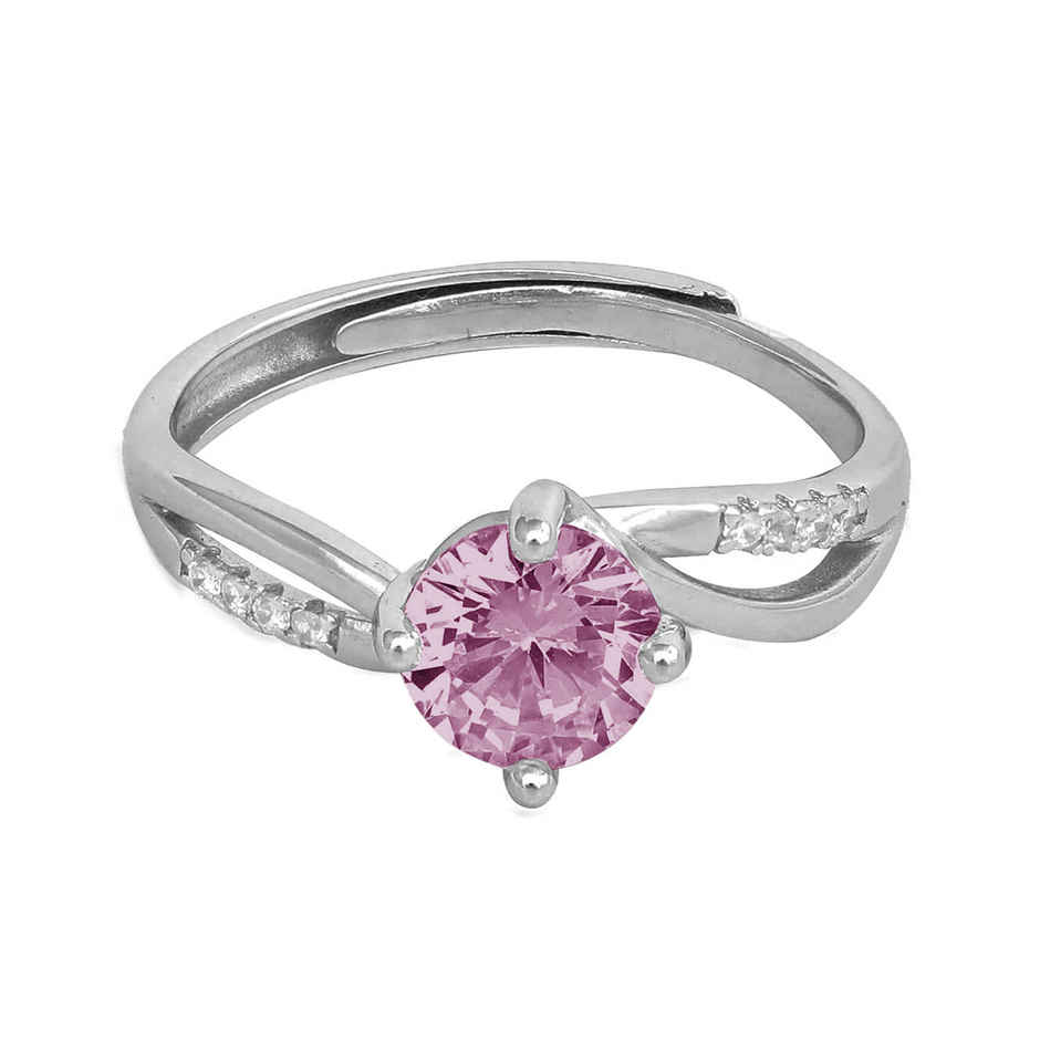 Zavya Solitaire CZ Rhodium Plated 925 Sterling Silver Ring