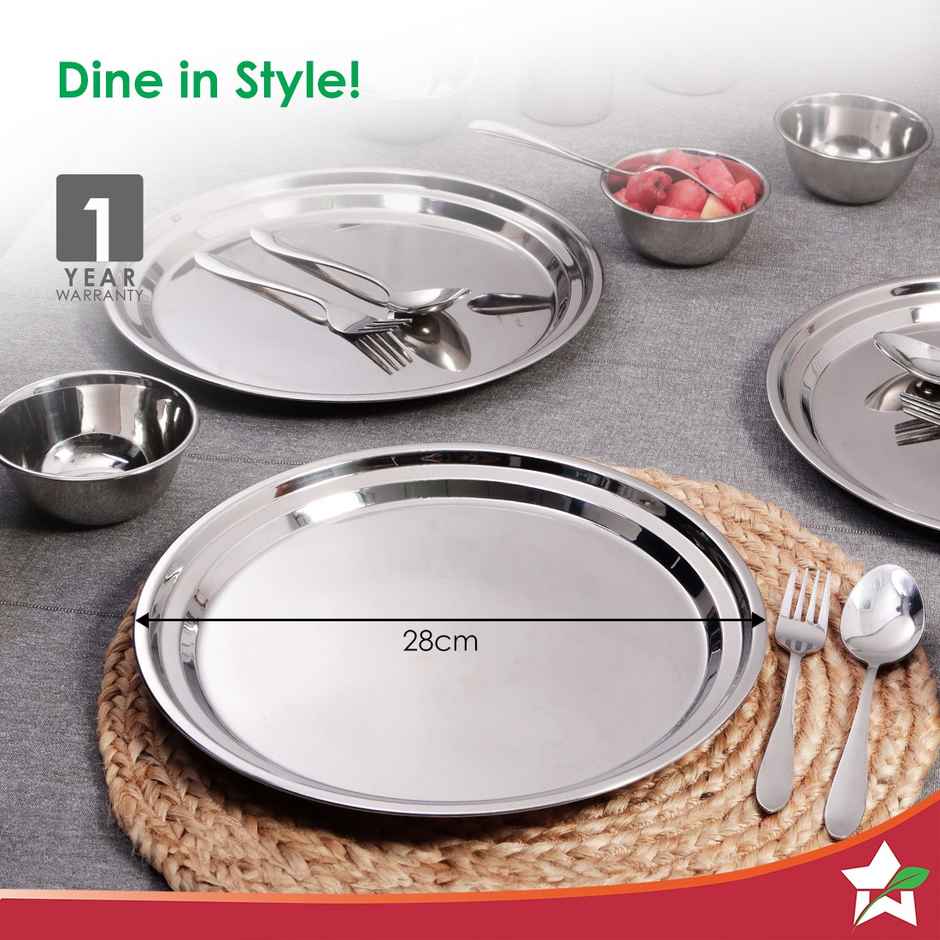 Wonderchef Venice Stainless Steel Plate Set Of 6