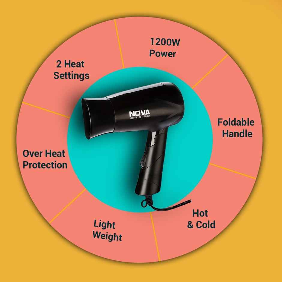 Nova Nhp 8100 Hair Dryer | 1200 W | Black