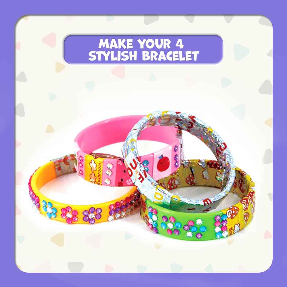 Wembley DIY Kids Craft Jewelry Making Kit with Adhesive Stone Stickers & Craft Tape