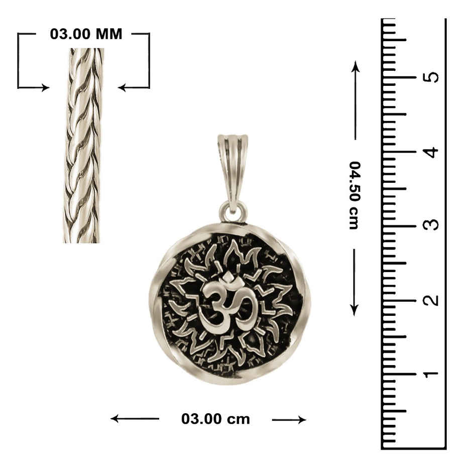 Nakabh Men's Locket Pendant Rhodium 50 Cm | NAK-2304216