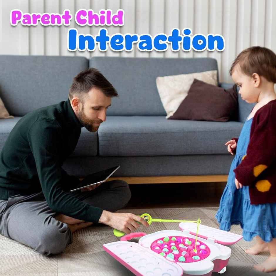 Wembley Magnetic Rechargeable Fishing Game for Kids Fish Catching Board Game | Pink