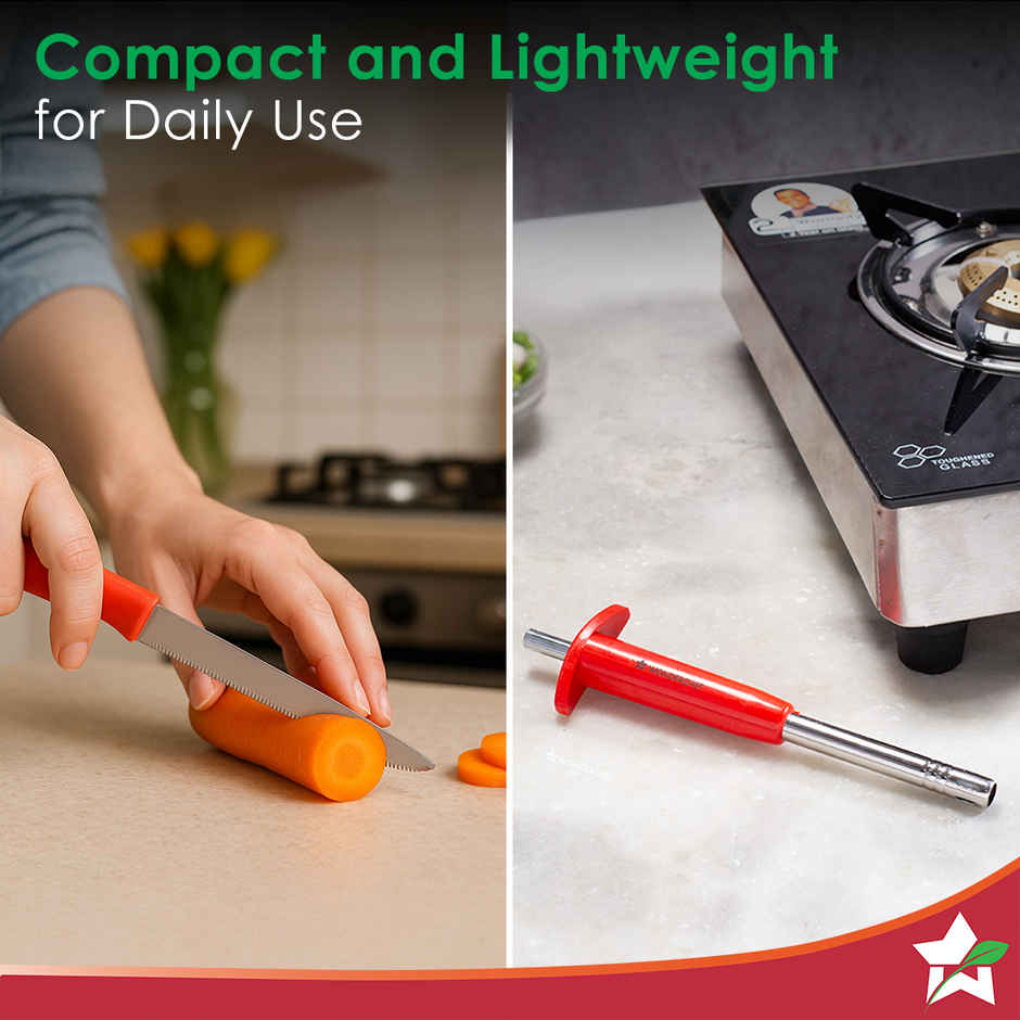 Wonderchef Premium Kitchen Gas Lighter and Knife Combo | Stainless-Steel | 1 Yr Warranty