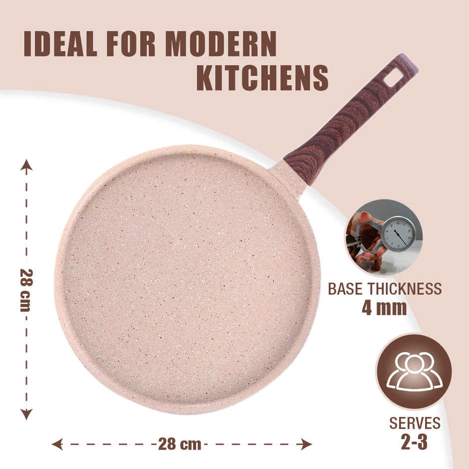 Wonderchef Duralife Die-Cast Non-Stick Dosa Tawa Ivory 28 Cm