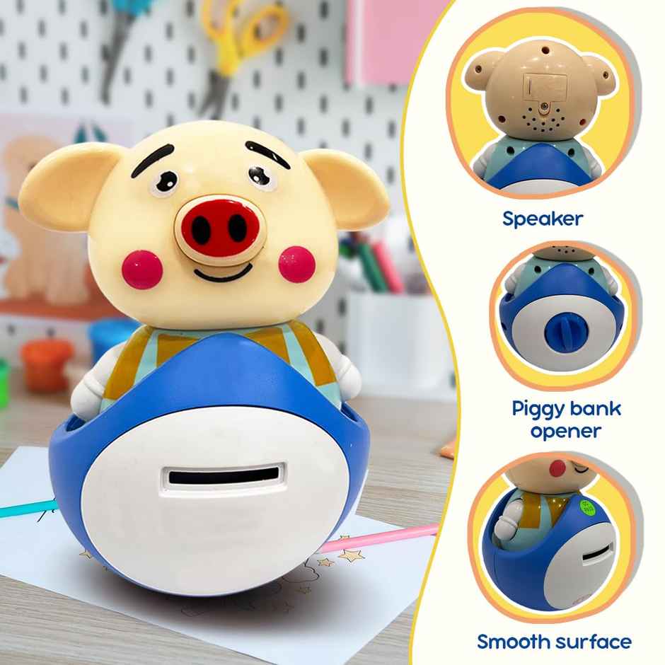Wembley Roly Poly Money Bank With Light & Music | Piggy Coin Bank With Lock Toy For Kids