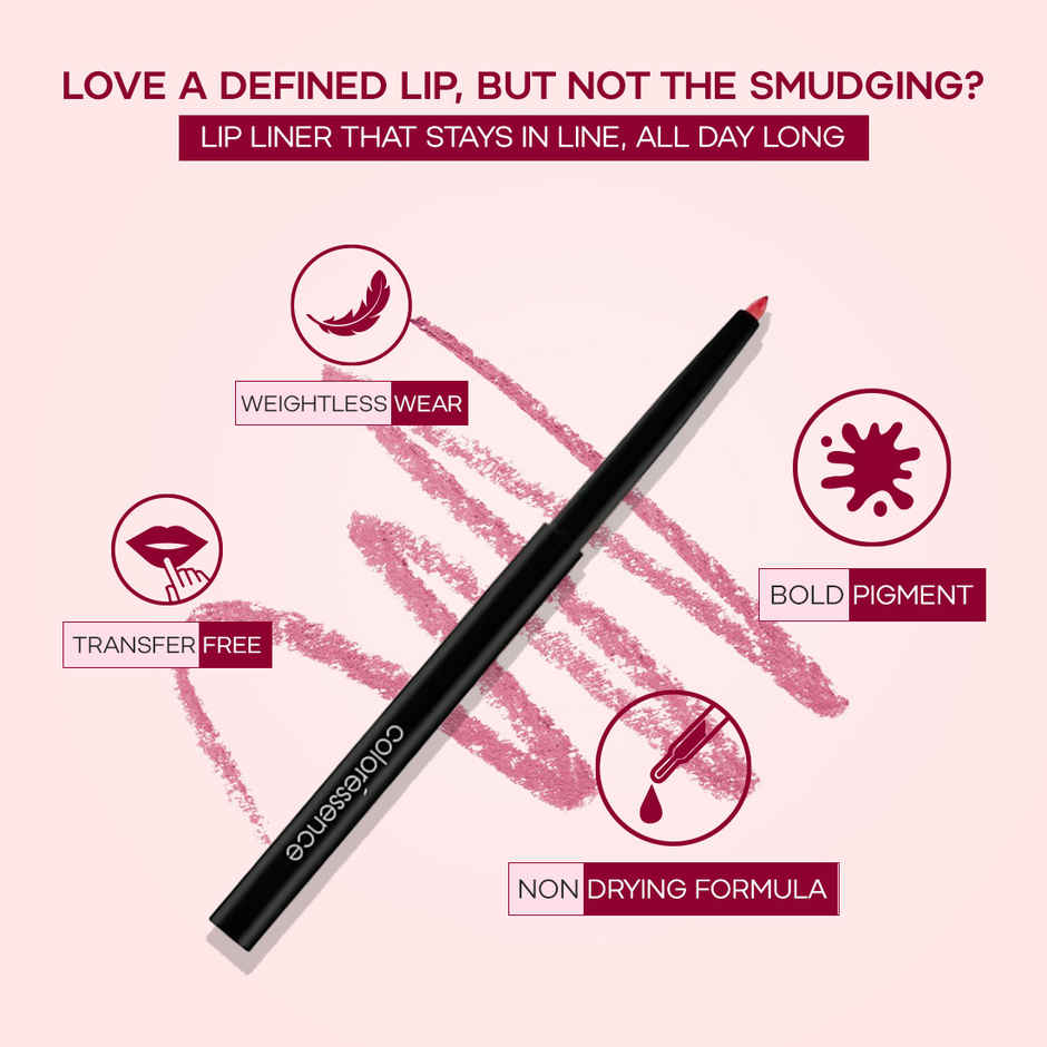 Coloressence Pout  Lip Liner with sharpener | Long Lasting, Smudgeproof, Waterproof | Mauve Shade