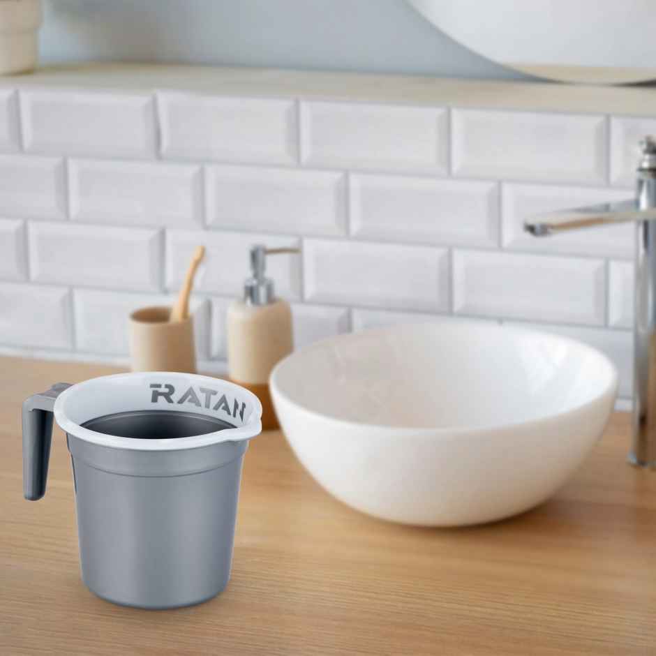Ratan Plasticware Gloria Bath Mug | 1.5 L | Nir Silver | Pack Of 1