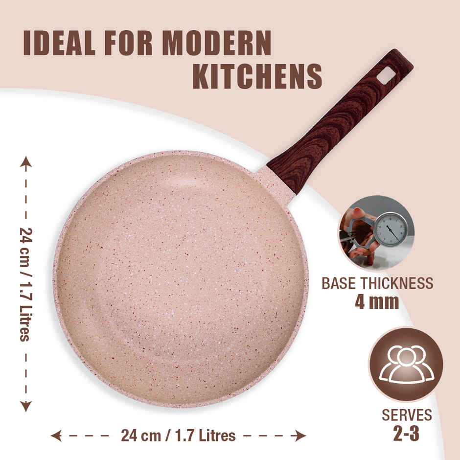 Wonderchef Duralife Die-Cast Non-Stick Fry Pan Ivory 24 Cm