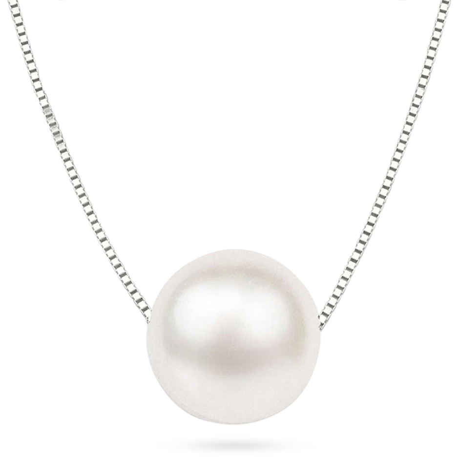 Zavya Pearl Rhodium Plated 925 Sterling Silver Pendant Necklace