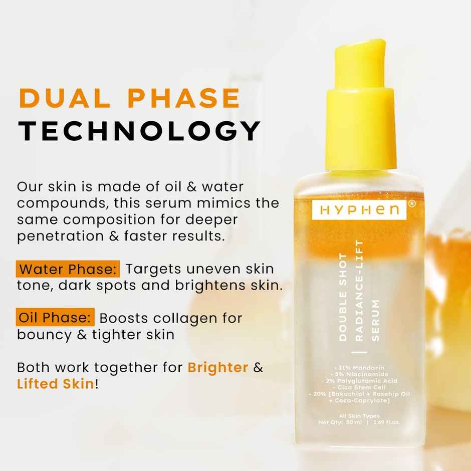Hyphen 18% Brightening + 20% Collagen Double Shot Face Serum | 5% Niacinamide for Dark Spots