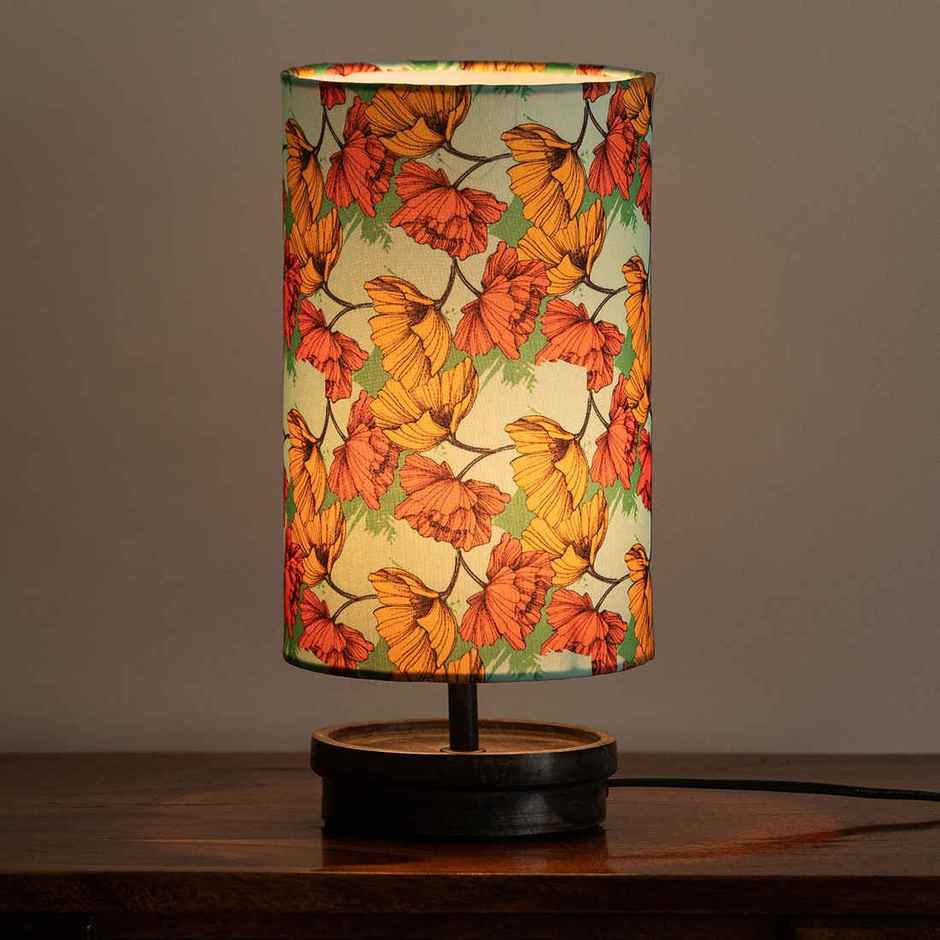 ExclusiveLane Autumn Glow Mango Wood Table Lamp Handcrafted - 33.8 cm