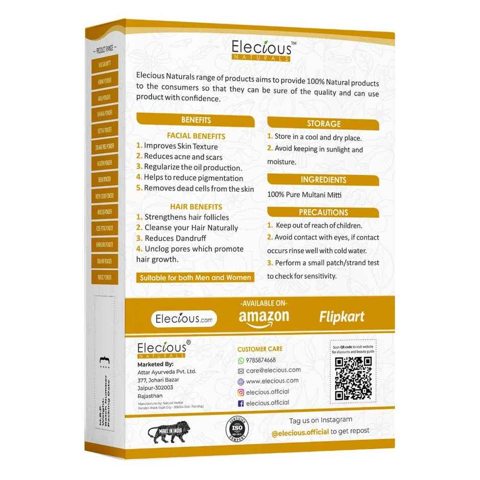 Elecious Multani Mitti Powder For Skin And Hair