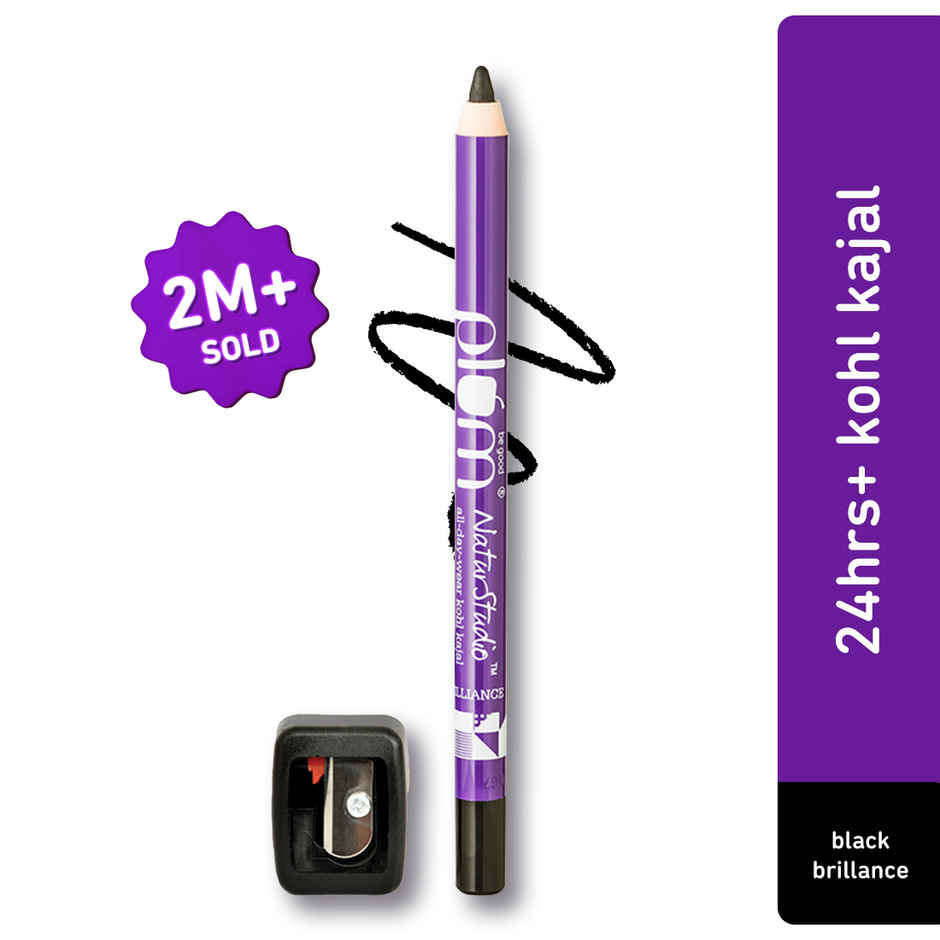 Plum NaturStudio All-Day-Wear Kohl Kajal Black Brilliance with FREE SHARPENER