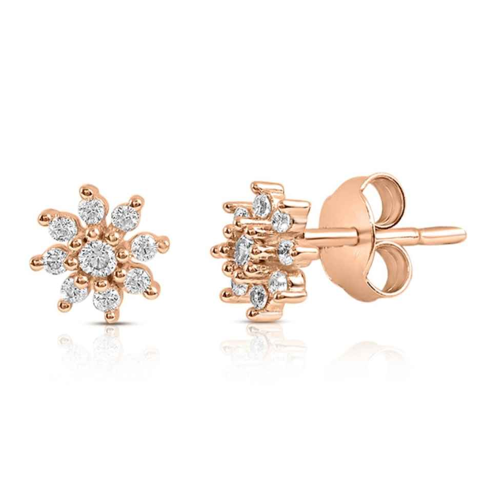 Zavya Floral CZ Rose Gold Plated 925 Sterling Silver Stud