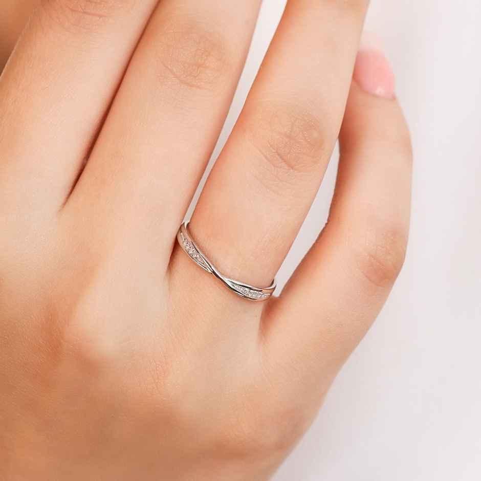 Zavya One line CZ Rhodium Plated 925 Sterling Silver Ring