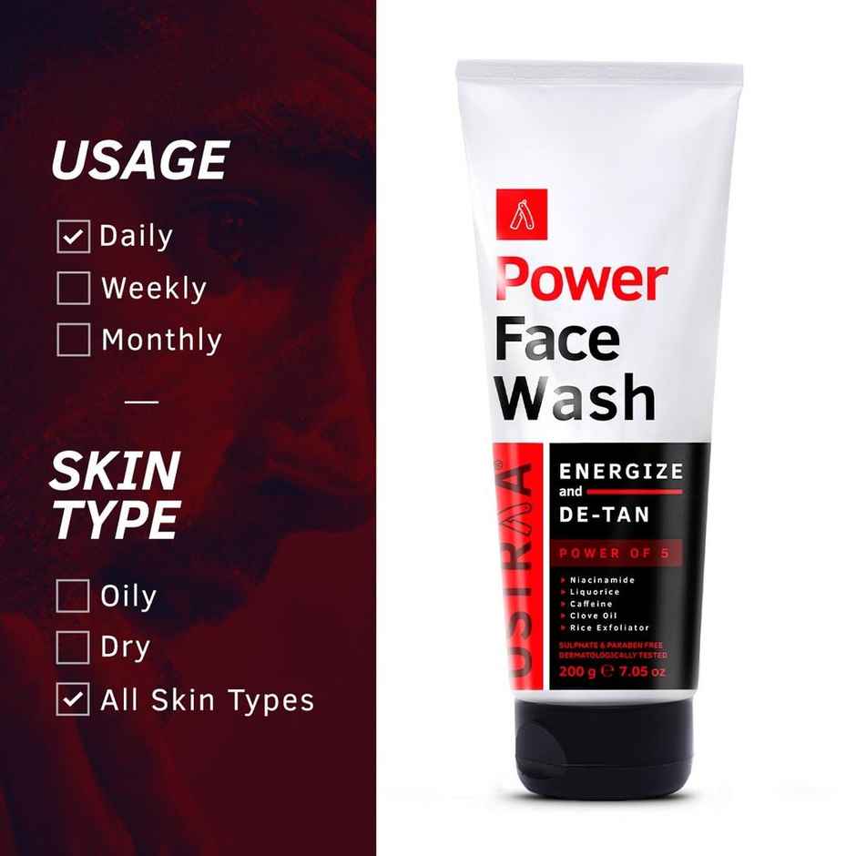 Ustraa Power Face Wash Energize And De-Tan Dermatologically Tested