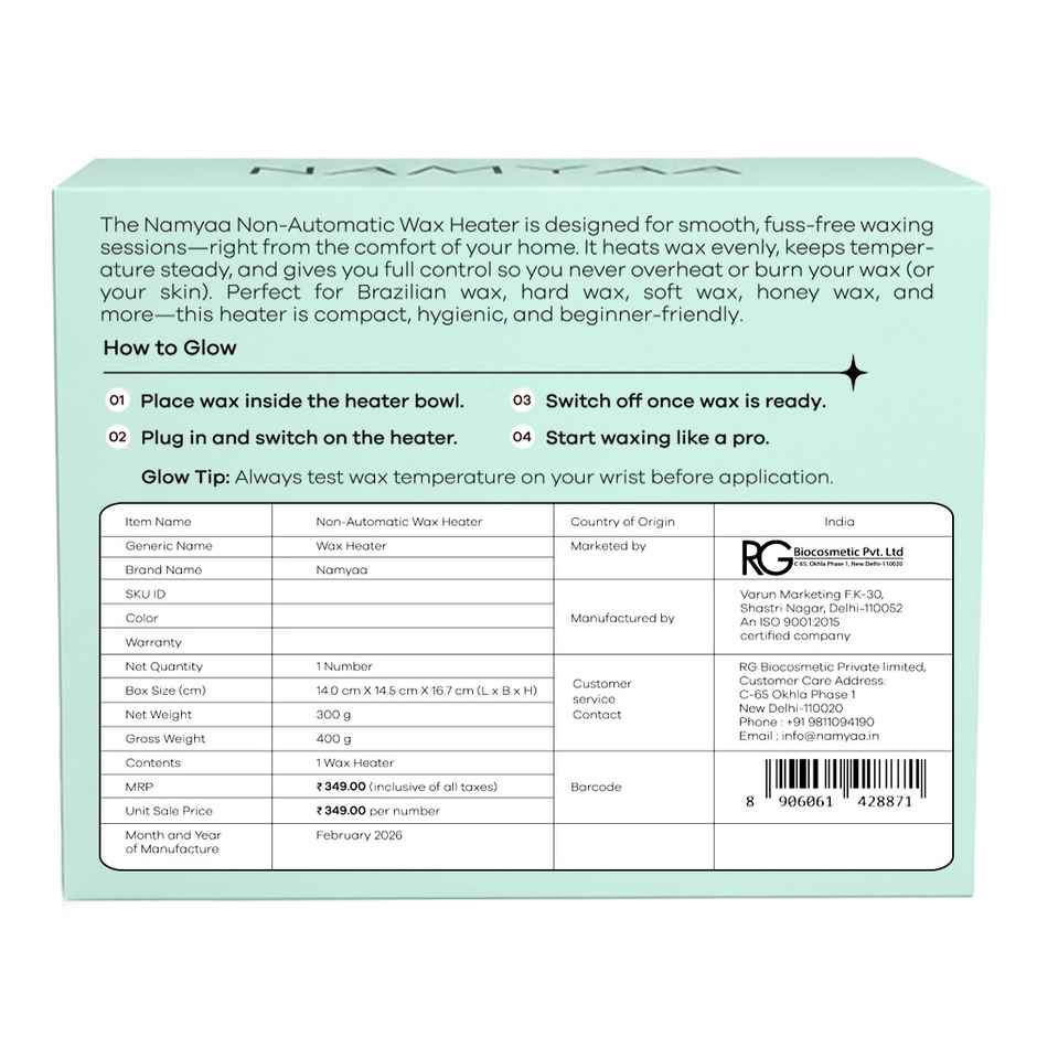 Namyaa Professional Electric Wax Heater | Fast Heating Wax Warmer for Smooth Hair Removal