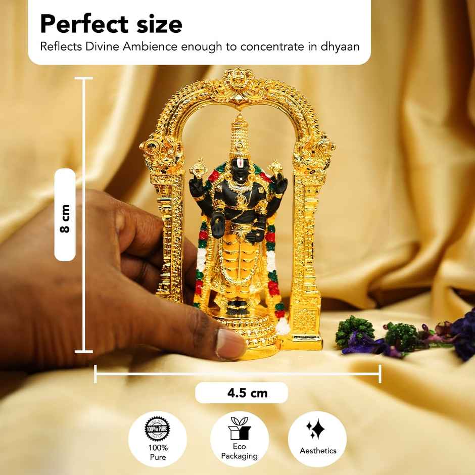Ekhasa Tirupati Balaji Idol | 12.5 cm | Lord Venkateswara Idol For Car Dashboard, Pooja Room