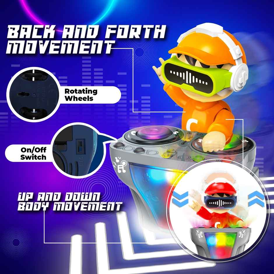 Wembley DJ Coco Toy for Kids Music LED Light Rock Bump & Go Action Dancing Robot Toys