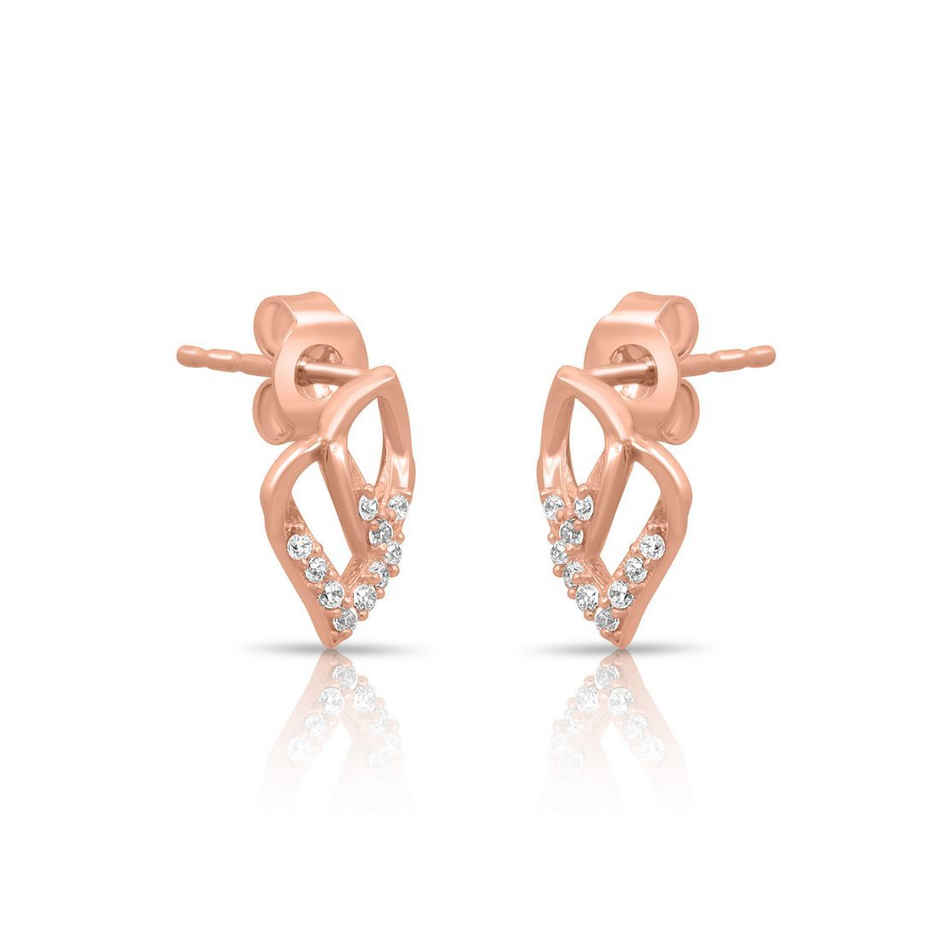 Zavya Abstract CZ Rose Gold Plated 925 Sterling Silver Stud
