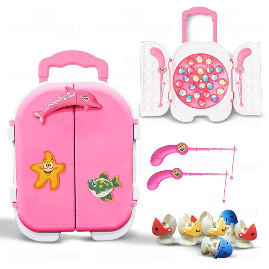 Wembley Magnetic Rechargeable Fishing Game for Kids Fish Catching Board Game | Pink