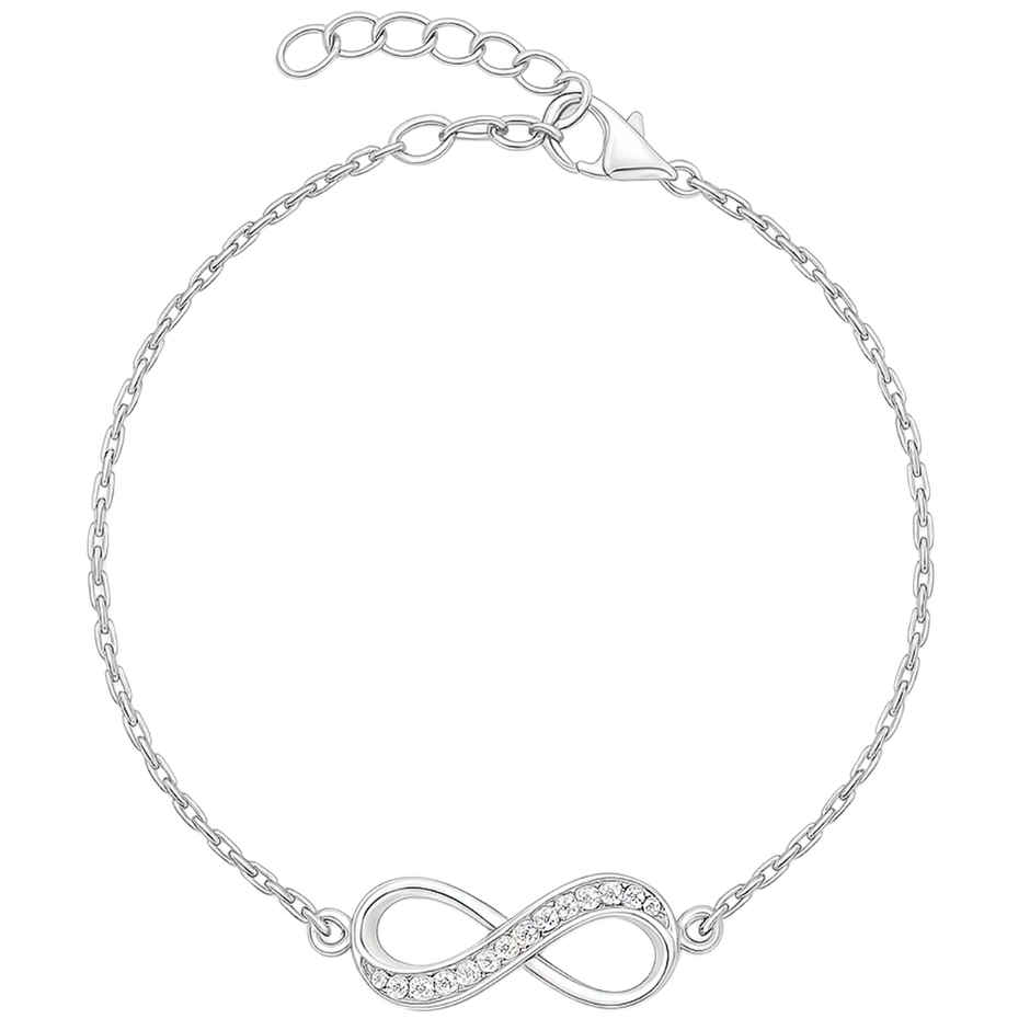 Zavya infinity CZ Rhodium Plated 925 Sterling Silver Chain Bracelet Gift Hamper
