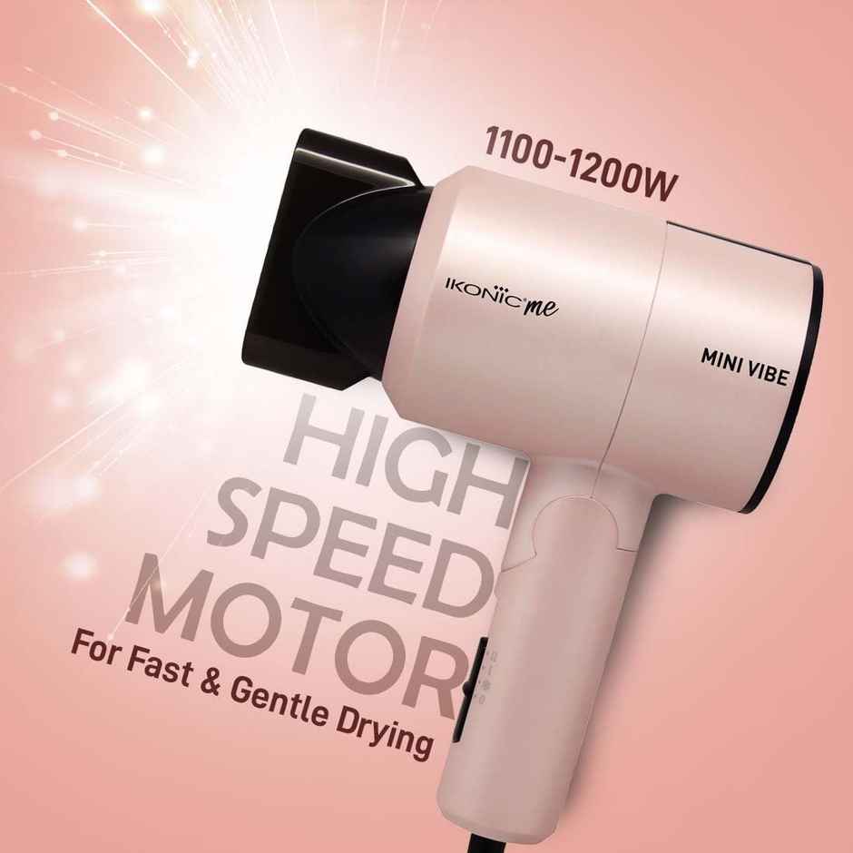Ikonic Mini Vibe Hair Dryer 1200W, 2 Speed Setting Cool Shot Overheat Protection, Pink