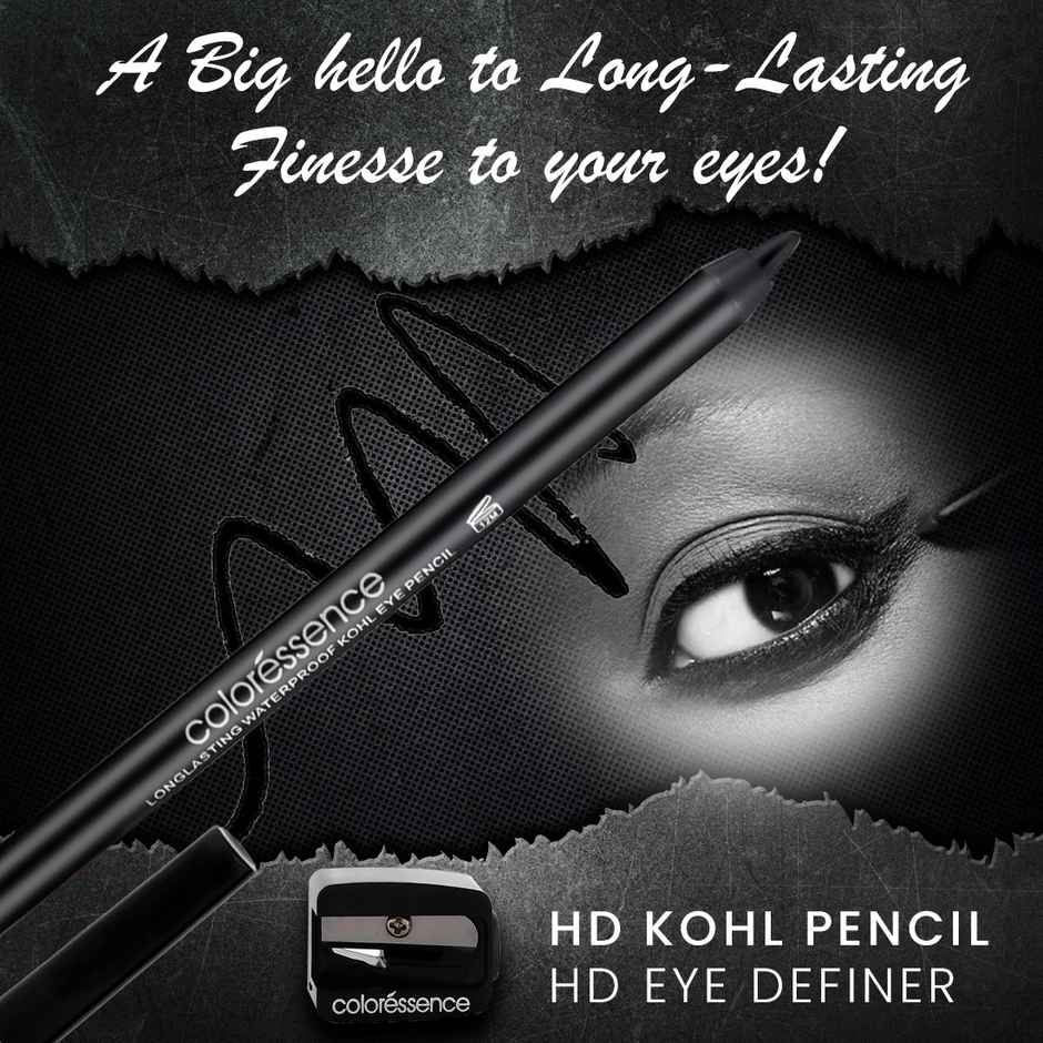 Coloressence HD Kohl Kajal Pencil | Intense Black|Waterproof|Smudgeproof|Matte Finish|Long Lasting