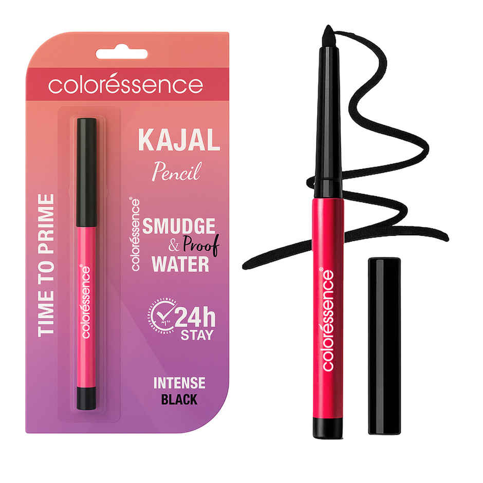 Coloressence Time to Prime Kajal Pencil,Sharpener|Intense Black|Smudgeproof|Waterproof|Matte Finish