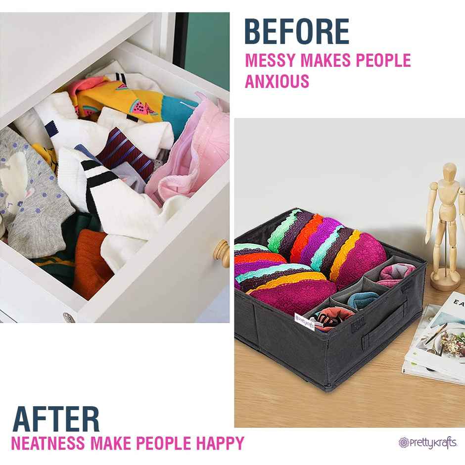 PrettyKrafts Pink Lingerie & Bangle Organizer | Non-Woven Wardrobe & Undergarment Storage Box