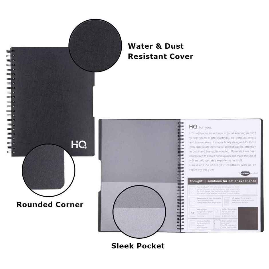 Navneet HQ 5 Subject PP Cover Single Line Book | Black | A5 Size | 14.8 x 21 cm | 300 Pages