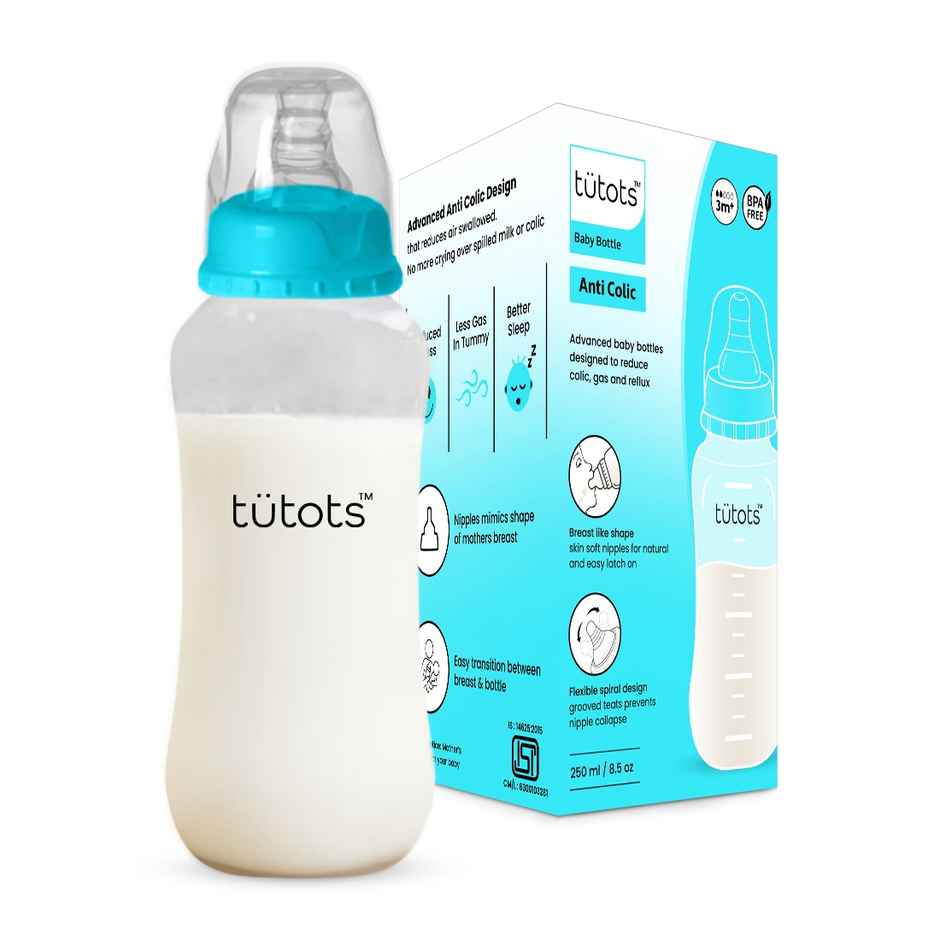 tutots Feeding bottle with Spiral Nipple with Comfort Petals | Blue