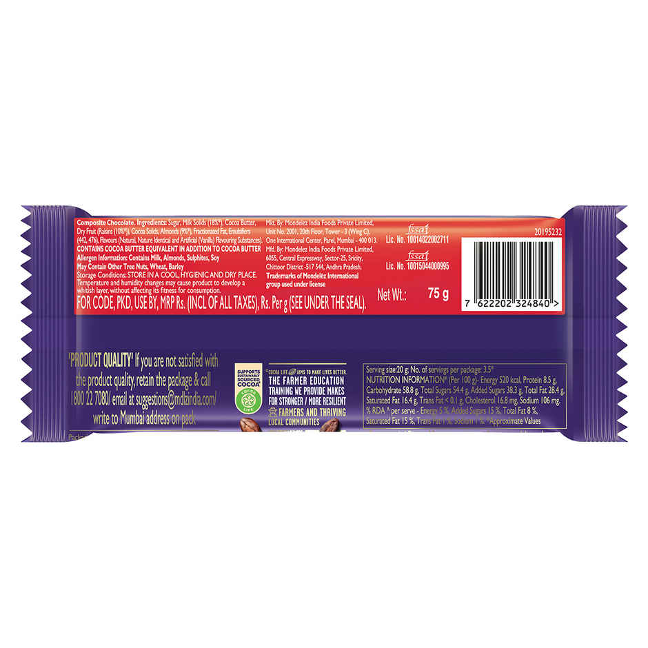 Cadbury Dairy Milk Fruit & Nut Chocolate Bar