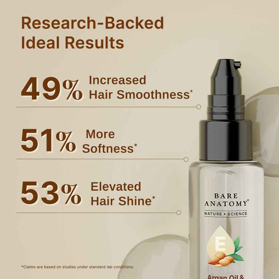 Bare Anatomy Argan & Vitamin E Anti-Frizz Hair Serum - 48H Frizz Control, Smooth & Shiny Hair