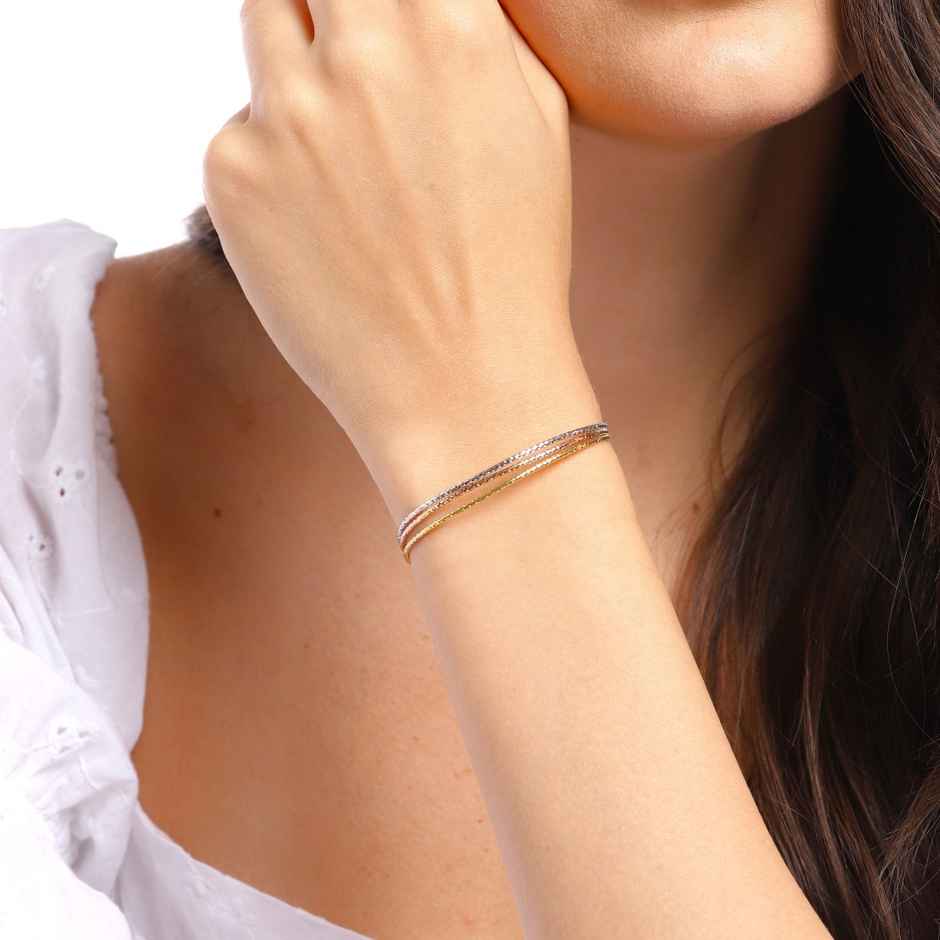 Zavya Tri-Colour Plated 925 Sterling Silver Chain Bracelet
