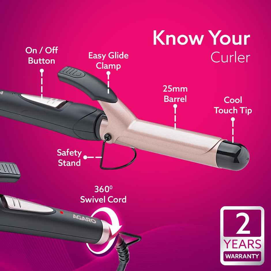 Agaro HC-6001 Hair Curler With 25Mm Barrel