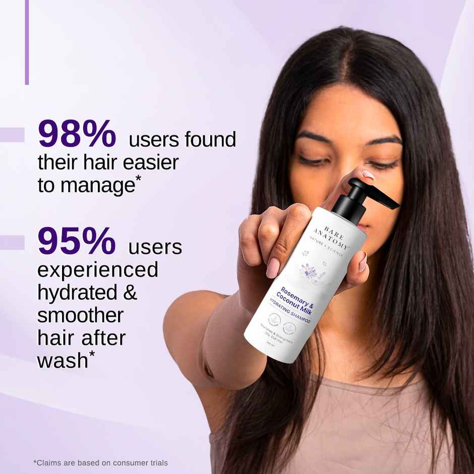 Bare Anatomy Hydrating Shampoo with Rosemary & Coconut Milk for Smooth & Silky Hair
