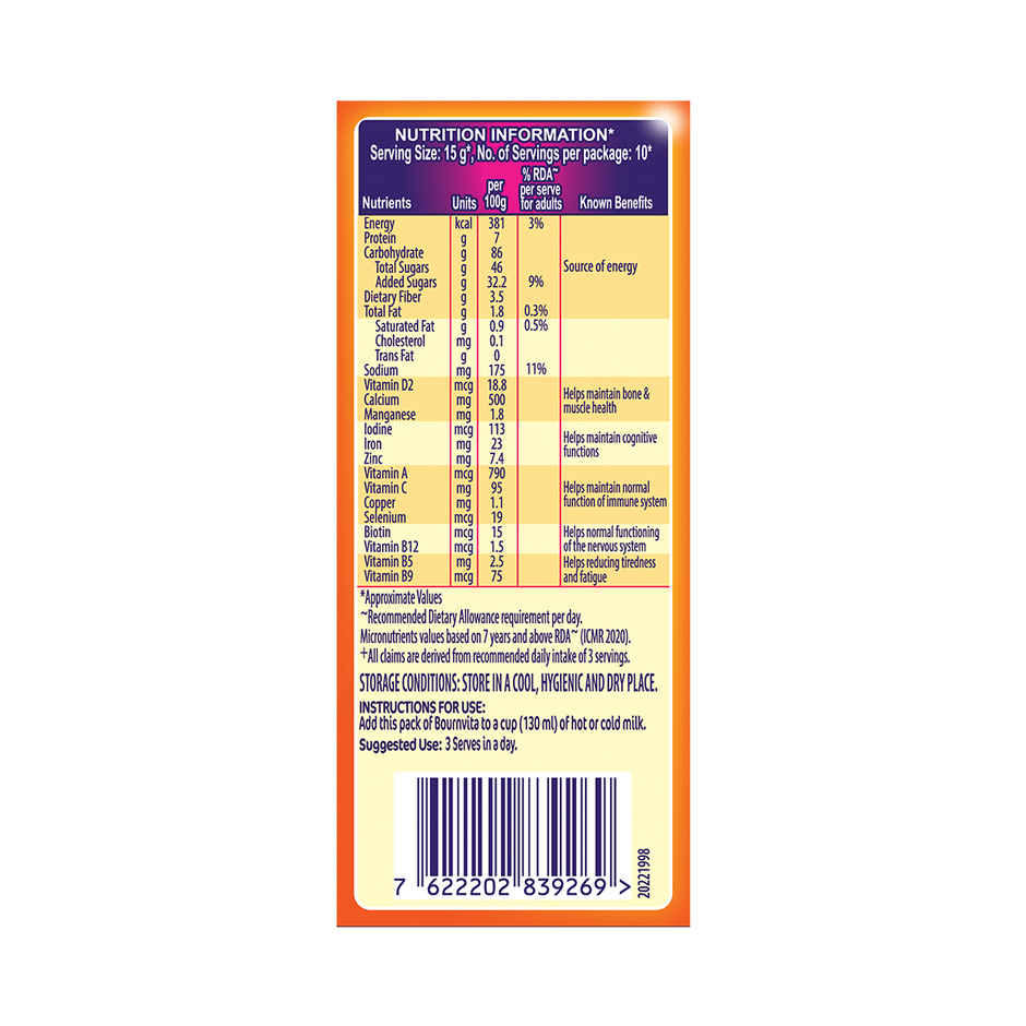 Bournvita Chocolate Nutrition Drink | Pack of 10 Sachets