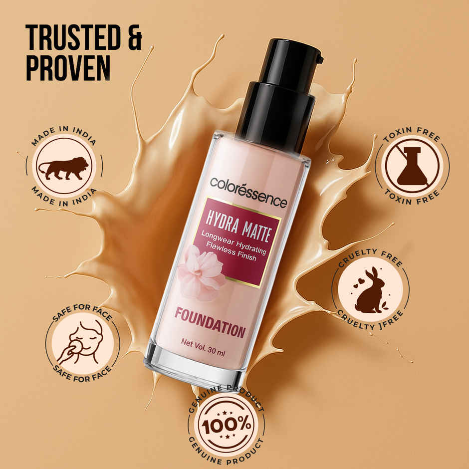 Coloressence Liquid Foundation for Matte Even Skintone | Waterproof & Lightweight, Blendable | L2
