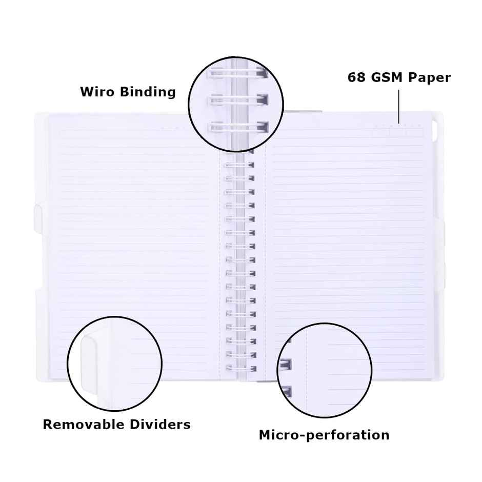 Navneet HQ | 5-Subject Book - Black with PP cover Single Line A5 Size - 14.8 cm x 21 cm 300 Pages