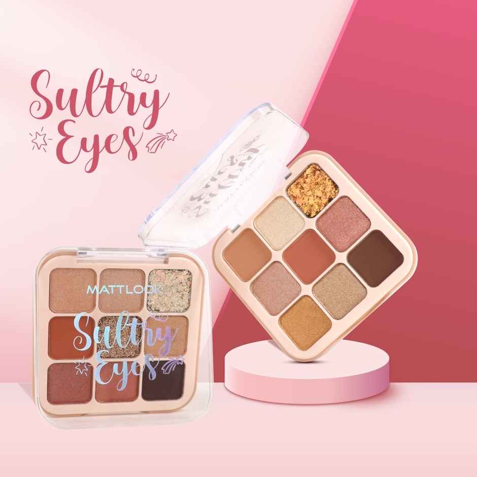Mattlook Sultry Eyeshadow Palette With 9 Dual Finish Mattes & Shimmer Shades | Carnival Fest 01