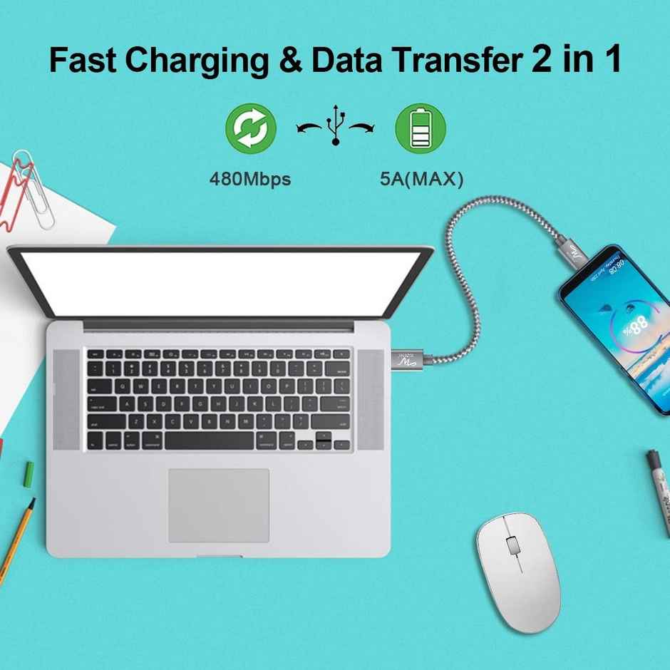 Wayona Usb C To Usb C 65W Short Powerbank Fast Charging Cable Iphone Samsung Oneplus 0.25M Grey