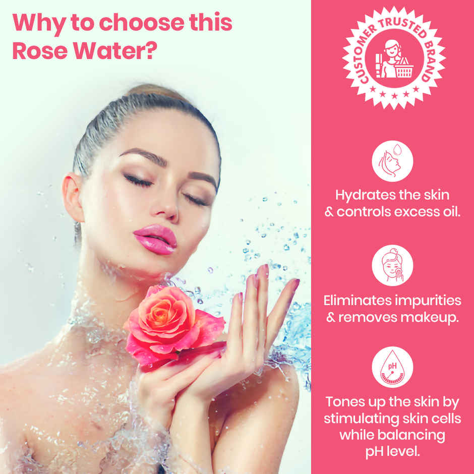 The Natural Wash Steam Distilled Rose Water for Toning & Hydrating | No Artificial Fragrance