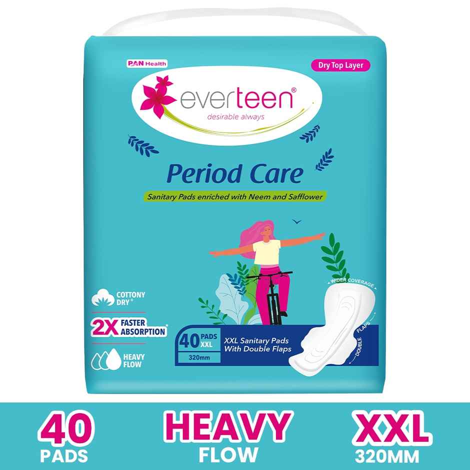 everteen Period Care Xxl Dry Sanitary Pads With Double Flaps | XXL | 40 pcs