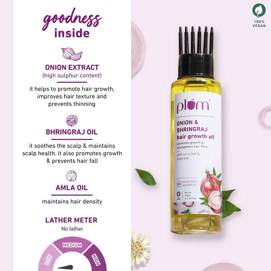 Plum Onion And Bhringraj Hair Growth Oil With Curry Leaf And Amla Oils