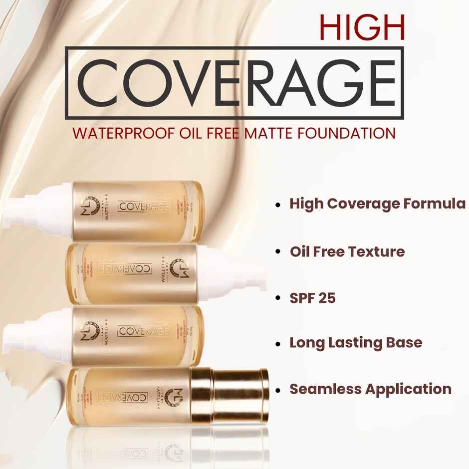 Mattlook High Coverage Waterproof & Oil Free Matte Face Foundation SPF 25 | Highly Pigmented | Fair 1