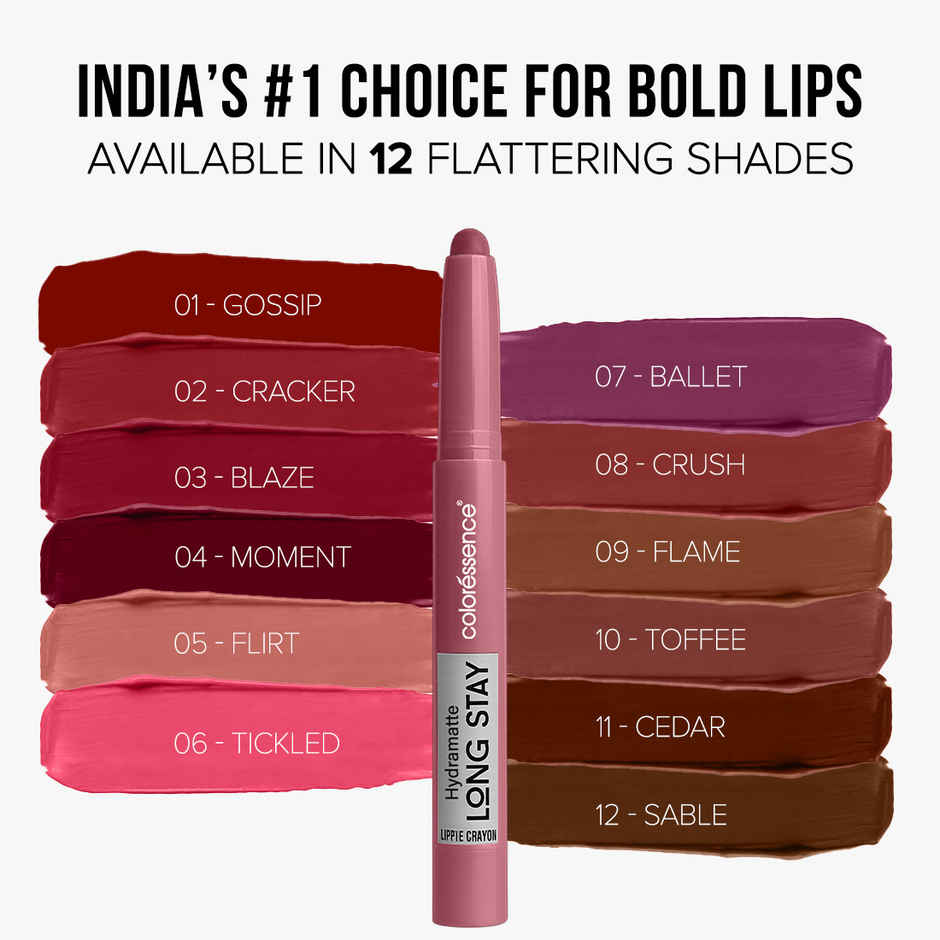 Coloressence Hydramatte Long Stay Lippie Crayon | Intense Pigment, All-Day Comfort | Toffee