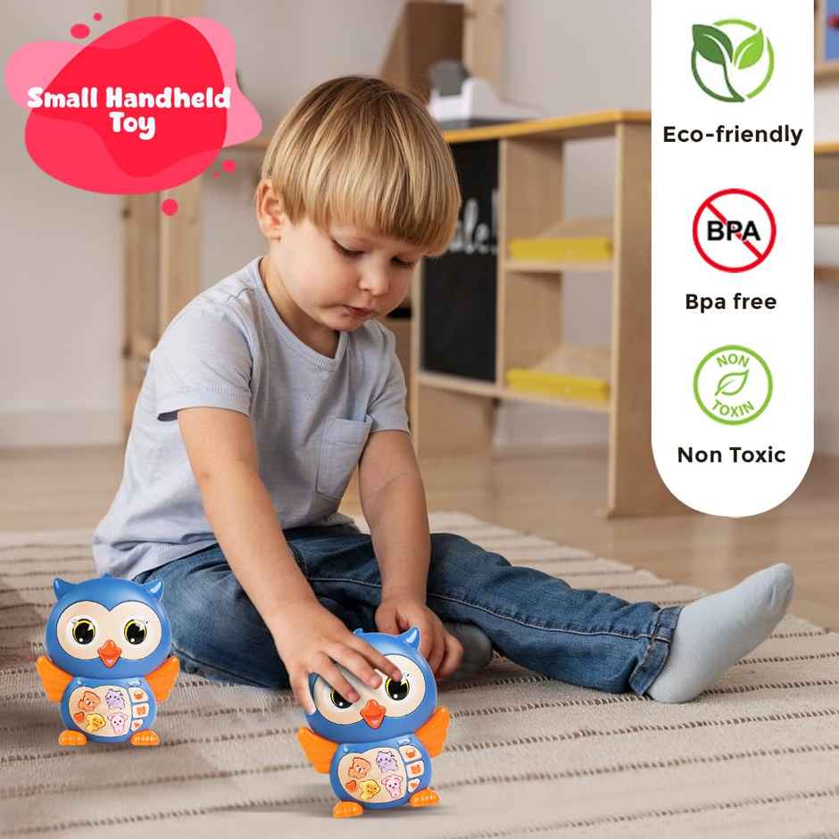 Wembley Owl Baby Musical Toys With Music Led Lights Animal Sounds Crawling Toys-Blue
