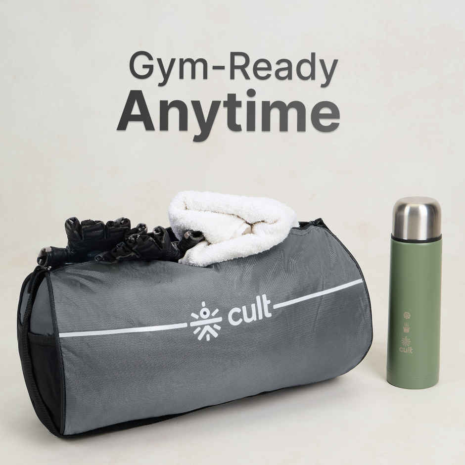 Cultfit Duffle Bag Adjustable Strap Mesh Pocket | Grey | 12 L